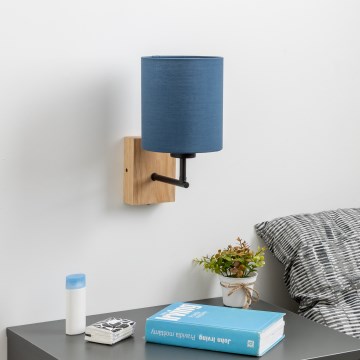 Brilagi - Seinävalaisin NUBILA WOOD 1xE27/25W/230V tammi/tummansininen