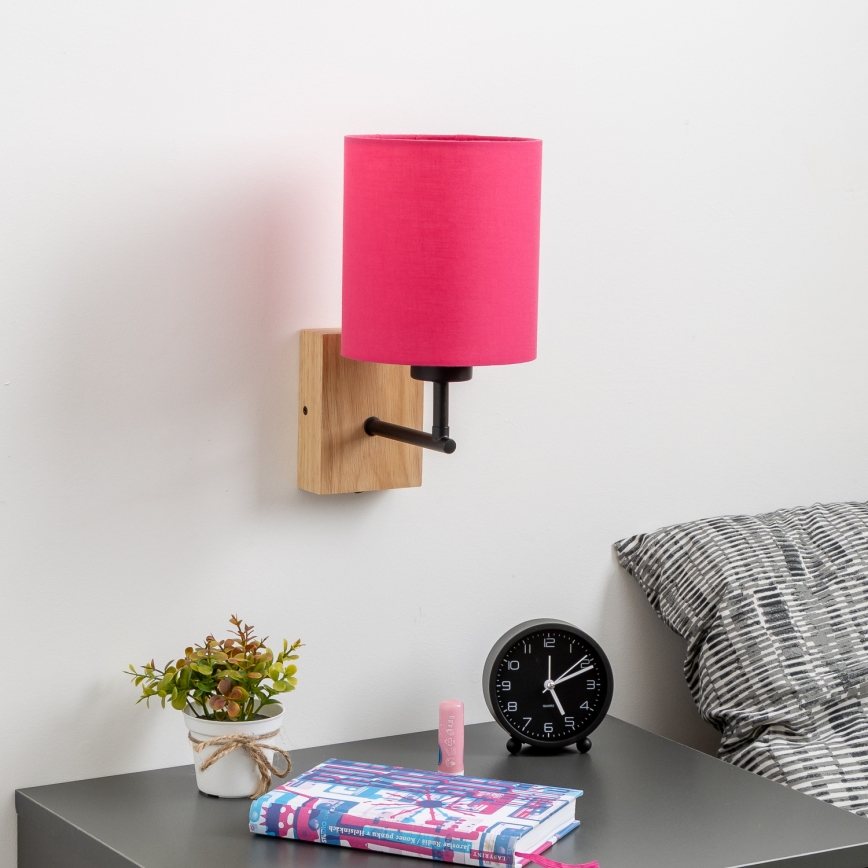 Brilagi - Seinävalaisin NUBILA WOOD 1xE27/25W/230V tammi/vaaleanpunainen