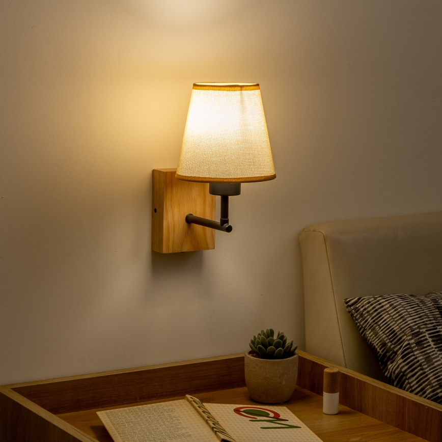 Brilagi - Seinävalaisin NUBILA WOOD 1xE27/25W/230V tammi/vaaleanruskea