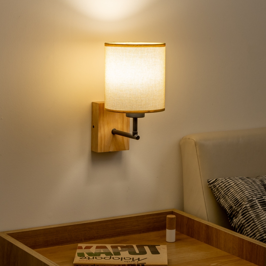 Brilagi - Seinävalaisin NUBILA WOOD 1xE27/25W/230V tammi/vaaleanruskea