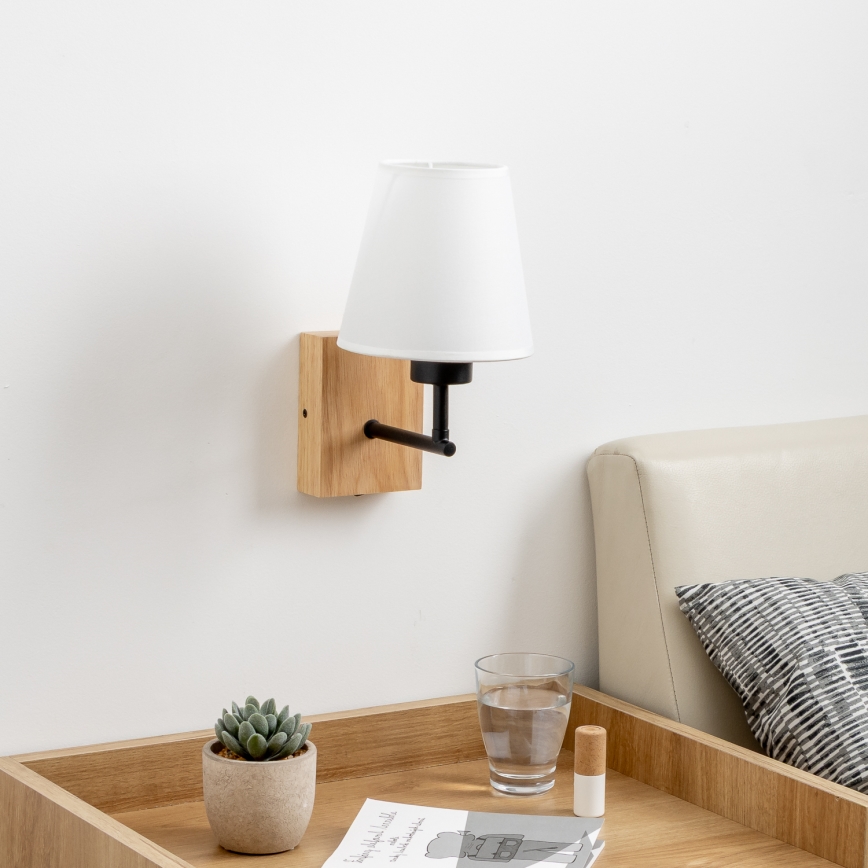 Brilagi - Seinävalaisin NUBILA WOOD 1xE27/25W/230V tammi/valkoinen