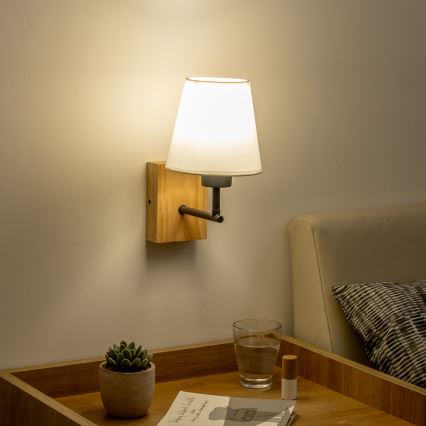 Brilagi - Seinävalaisin NUBILA WOOD 1xE27/25W/230V tammi/valkoinen