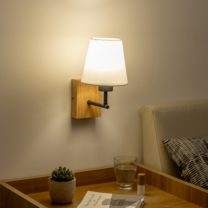 Brilagi - Seinävalaisin NUBILA WOOD 1xE27/25W/230V tammi/valkoinen