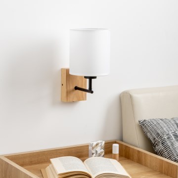 Brilagi - Seinävalaisin NUBILA WOOD 1xE27/25W/230V tammi/valkoinen