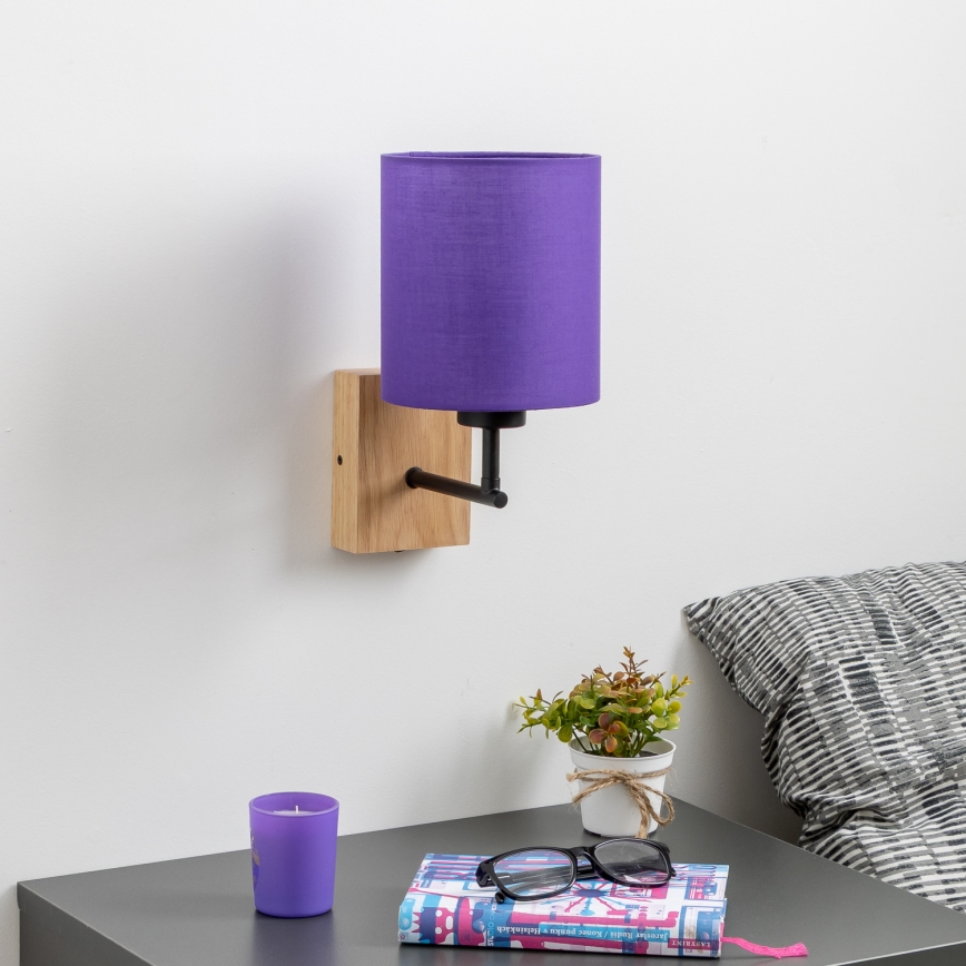 Brilagi - Seinävalaisin NUBILA WOOD 1xE27/25W/230V tammi/violetti