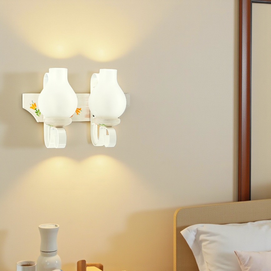 Brilagi - Seinävalaisin QUEEN 2xE14/40W/230V pyökki/kerma