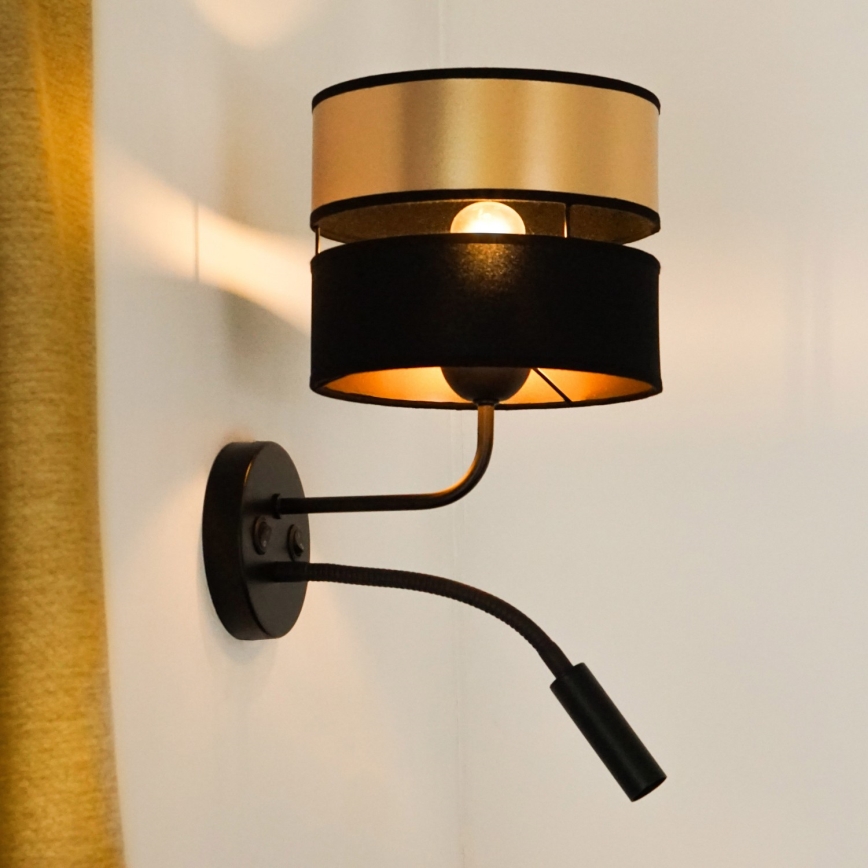 Brilagi - Seinävalaisin ROYAL 1xE27/15W/230V + 1xG9/3W musta/kulta