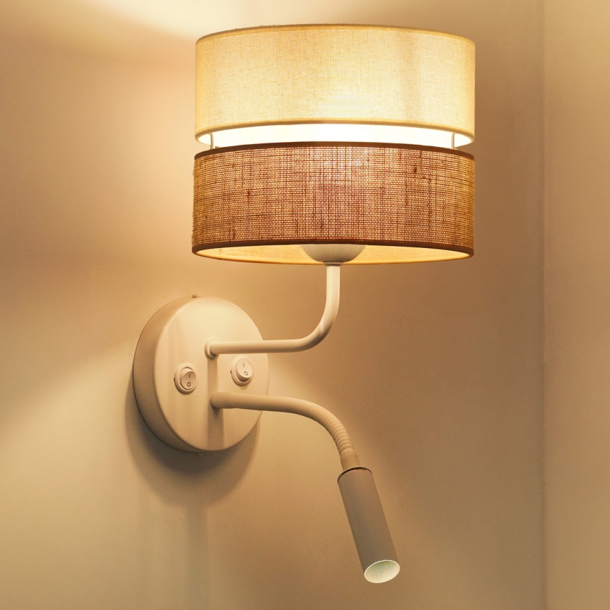 Brilagi - Seinävalaisin ROYAL YUTE 1xE27/15W/230V + 1xG9/6W beige/kerma/valkoinen