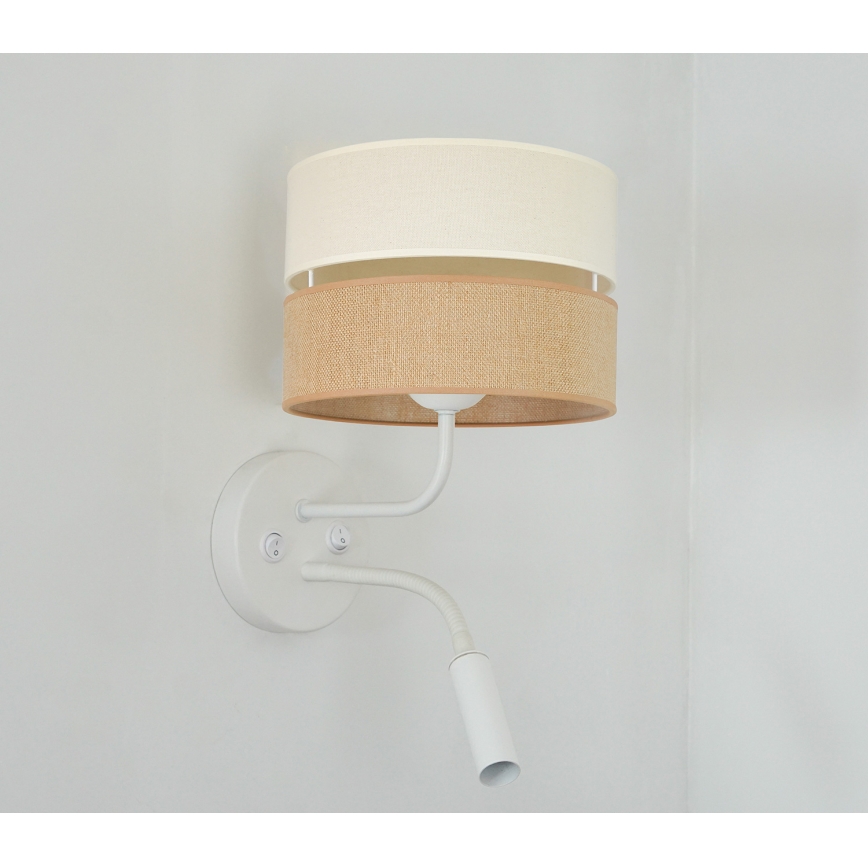 Brilagi - Seinävalaisin ROYAL YUTE 1xE27/15W/230V + 1xG9/6W beige/kerma/valkoinen