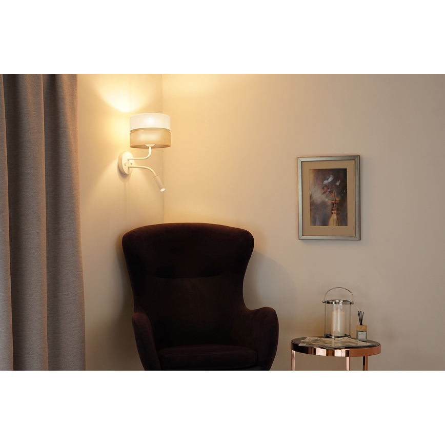 Brilagi - Seinävalaisin ROYAL YUTE 1xE27/15W/230V + 1xG9/6W beige/kerma/valkoinen