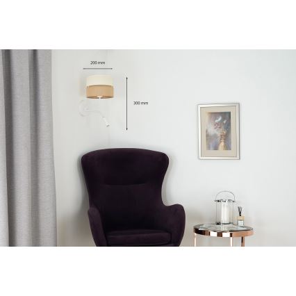 Brilagi - Seinävalaisin ROYAL YUTE 1xE27/15W/230V + 1xG9/6W beige/kerma/valkoinen