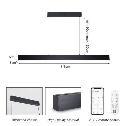 Brilagi - LED himmennettävä kattokruunu köydellä SLEEKLINE SMART LED/40W/230V 3000-6000K Wi-Fi Tuya musta + kaukosäädin