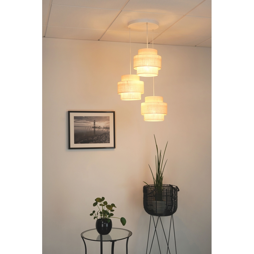 Brilagi - Kattovalaisin köydellä SPACE YUTE 3xE27/15W/230V kerma/valkoinen