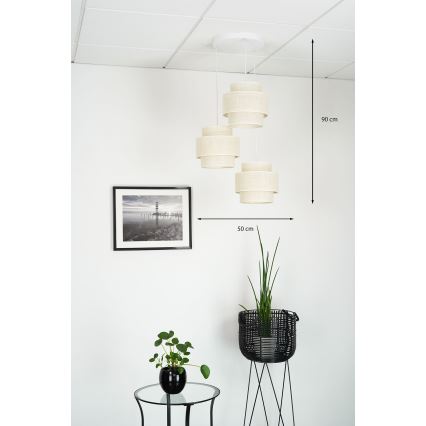 Brilagi - Kattovalaisin köydellä SPACE YUTE 3xE27/15W/230V kerma/valkoinen