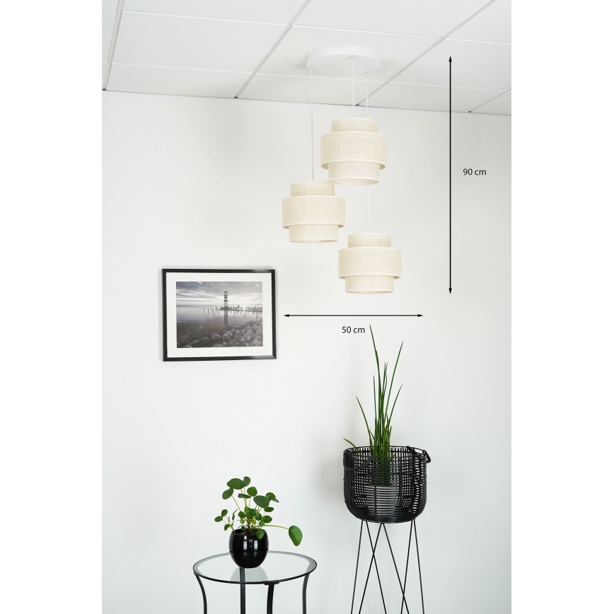 Brilagi - Kattovalaisin köydellä SPACE YUTE 3xE27/15W/230V kerma/valkoinen