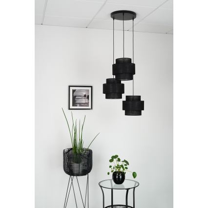 Brilagi - Kattovalaisin köydellä SPACE YUTE 3xE27/15W/230V musta