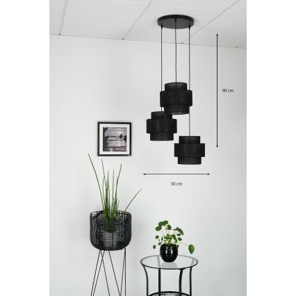 Brilagi - Kattovalaisin köydellä SPACE YUTE 3xE27/15W/230V musta
