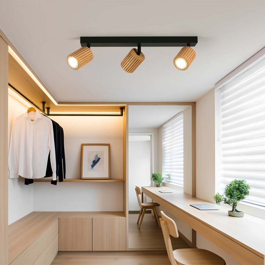 Brilagi - Spottivalaisin MODERN WOOD 3xGU10/8W/230V kumipuu/musta