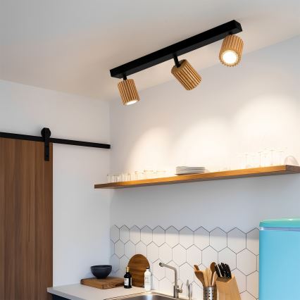 Brilagi - Spottivalaisin MODERN WOOD 3xGU10/8W/230V kumipuu/musta
