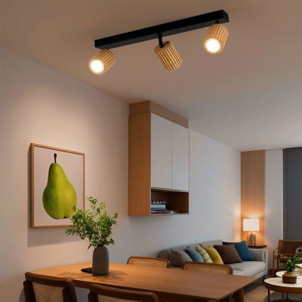 Brilagi - Spottivalaisin MODERN WOOD 3xGU10/8W/230V kumipuu/musta
