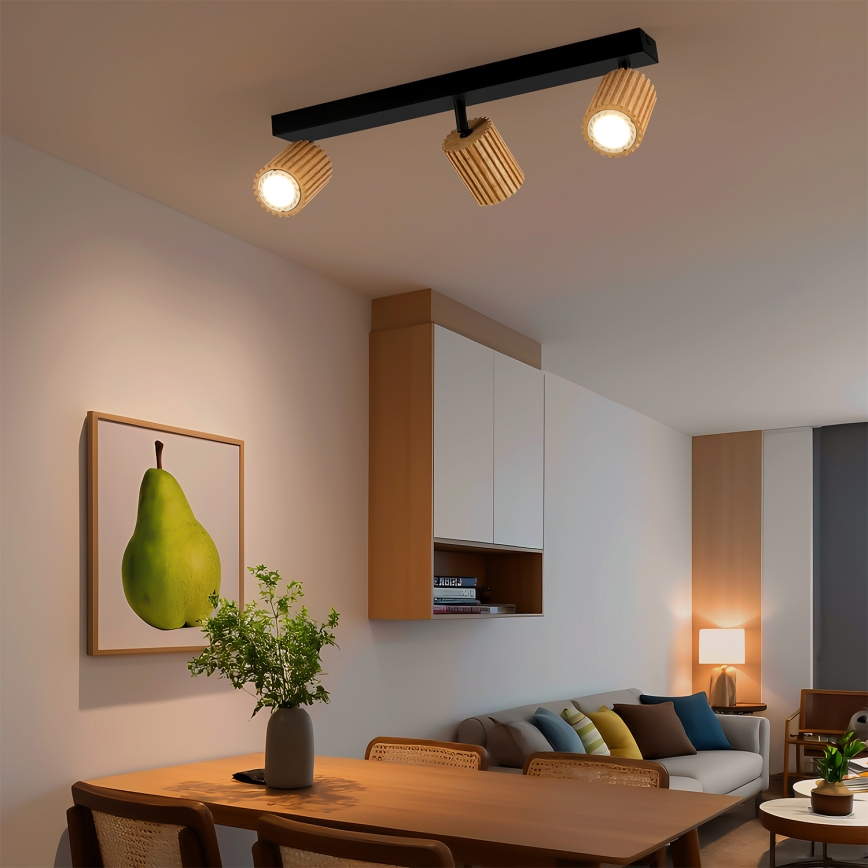 Brilagi - Spottivalaisin MODERN WOOD 3xGU10/8W/230V kumipuu/musta