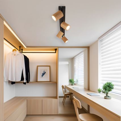 Brilagi - Spottivalaisin MODERN WOOD 4xGU10/8W/230V kumipuu/musta