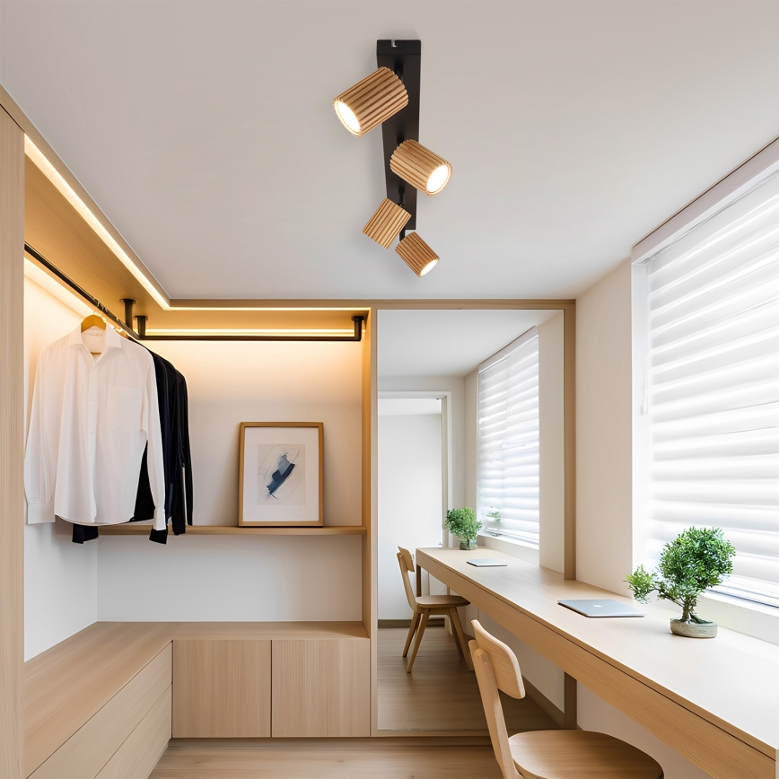 Brilagi - Spottivalaisin MODERN WOOD 4xGU10/8W/230V kumipuu/musta