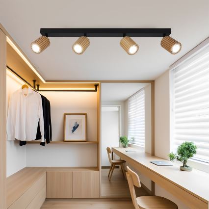 Brilagi - Spottivalaisin MODERN WOOD 4xGU10/8W/230V kumipuu/musta