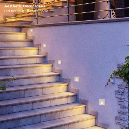 Brilagi - STAIRDOT LED/2W/230V upotettava ulkovalaisin, valkoinen, kulmikas, IP65