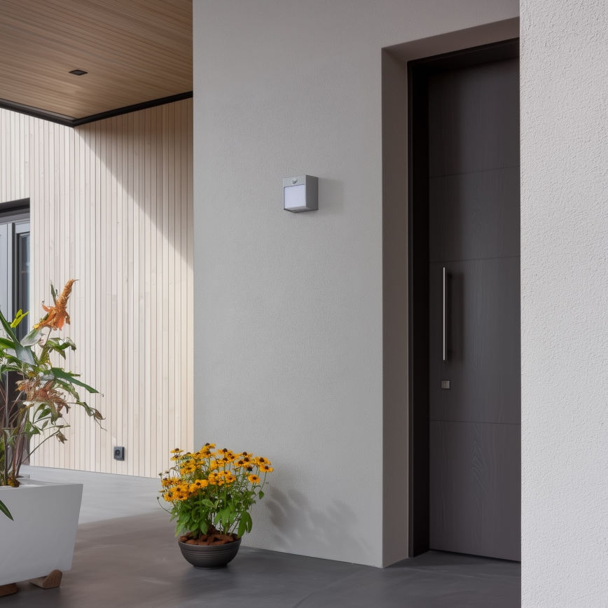 Brilagi - LED-ulkovaloseinävalaisin liiketunnistimella TERNI LED/12W/230V harmaa IP44