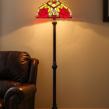 Brilagi - Tiffany-tyylinen vitraasilattiavalaisin GARLAN 2xE27/60W/230V