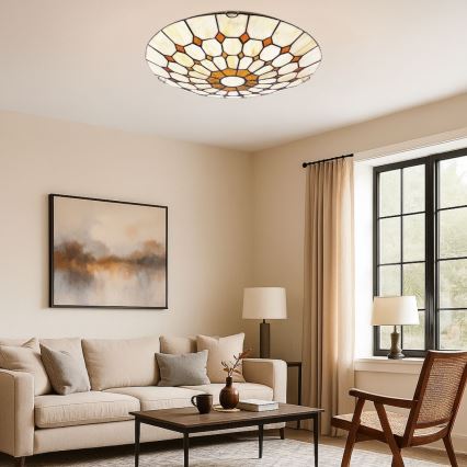 Brilagi - Tiffany-tyylinen vitraasinen kattovalaisin DORAN 2xE27/60W/230V