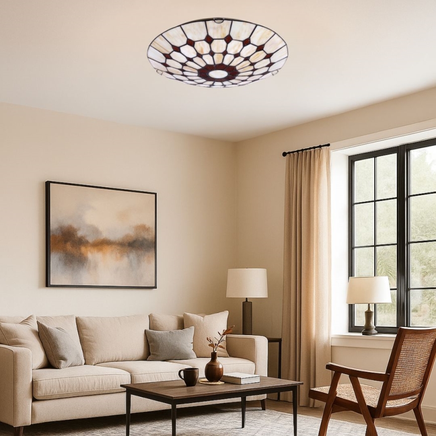 Brilagi - Tiffany-tyylinen vitraasinen kattovalaisin DORAN 2xE27/60W/230V