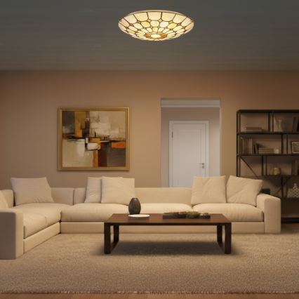 Brilagi - Tiffany-tyylinen vitraasinen kattovalaisin DORAN 2xE27/60W/230V