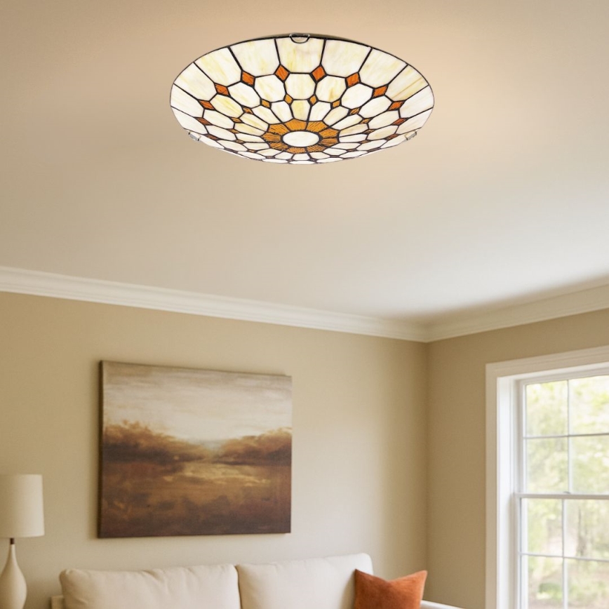 Brilagi - Tiffany-tyylinen vitraasinen kattovalaisin DORAN 2xE27/60W/230V