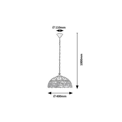 Brilagi - Tiffany-tyylinen vitraasinen riippuvalaisin ketjulla LORAS 2xE27/60W/230V