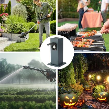 Brilagi - Ulkopistorasiapylväs PILLAR 1Z SCHUKO 230V IP44 antrasiitti