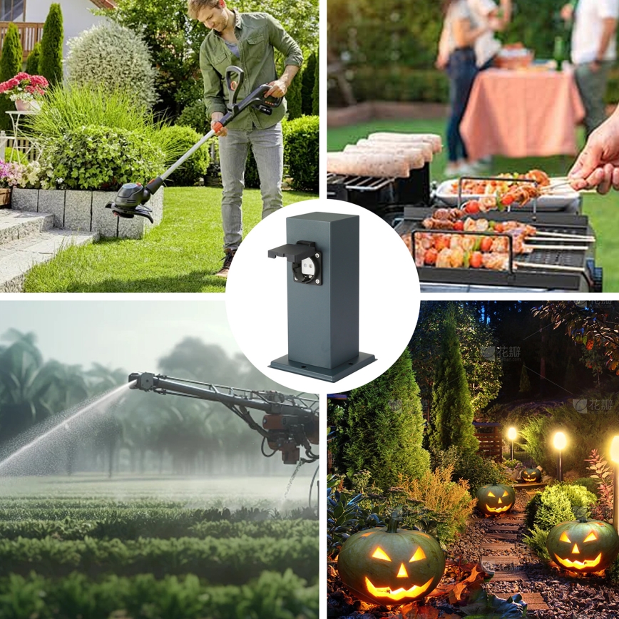 Brilagi - Ulkopistorasiapylväs PILLAR 1Z SCHUKO 230V IP44 antrasiitti