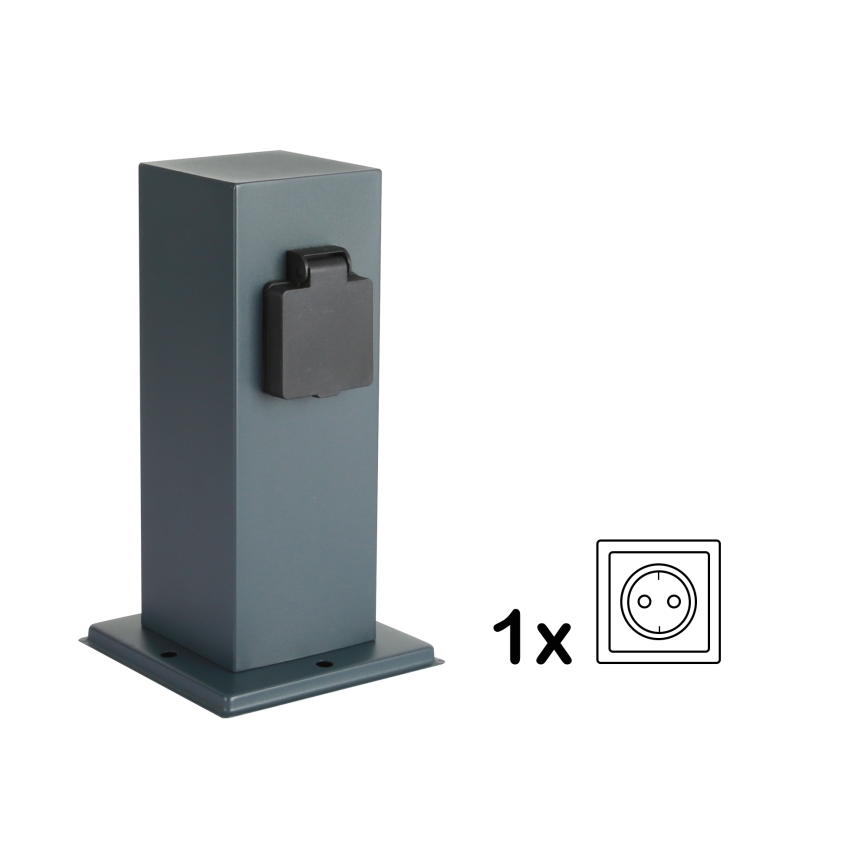Brilagi - Ulkopistorasiapylväs PILLAR 1Z SCHUKO 230V IP44 antrasiitti