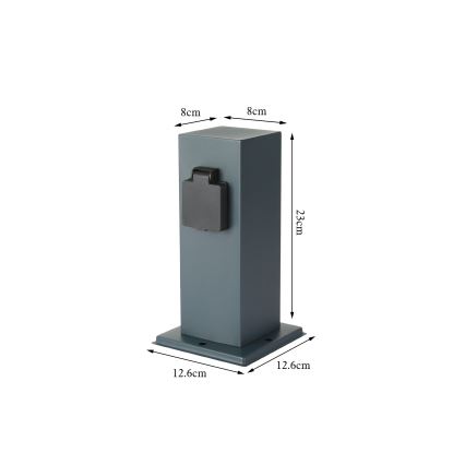 Brilagi - Ulkopistorasiapylväs PILLAR 1Z SCHUKO 230V IP44 antrasiitti