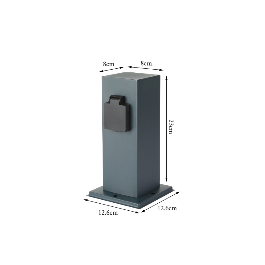 Brilagi - Ulkopistorasiapylväs PILLAR 1Z SCHUKO 230V IP44 antrasiitti