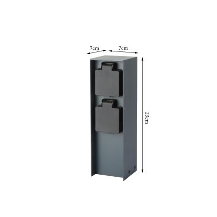 Brilagi - Ulkopistorasiapylväs PILLAR 2Z SCHUKO 230V IP44 antrasiitti