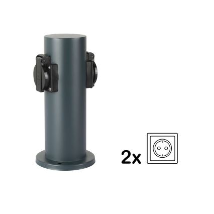 Brilagi - Ulkopistorasiapylväs PILLAR 2Z SCHUKO 230V IP44 antrasiitti