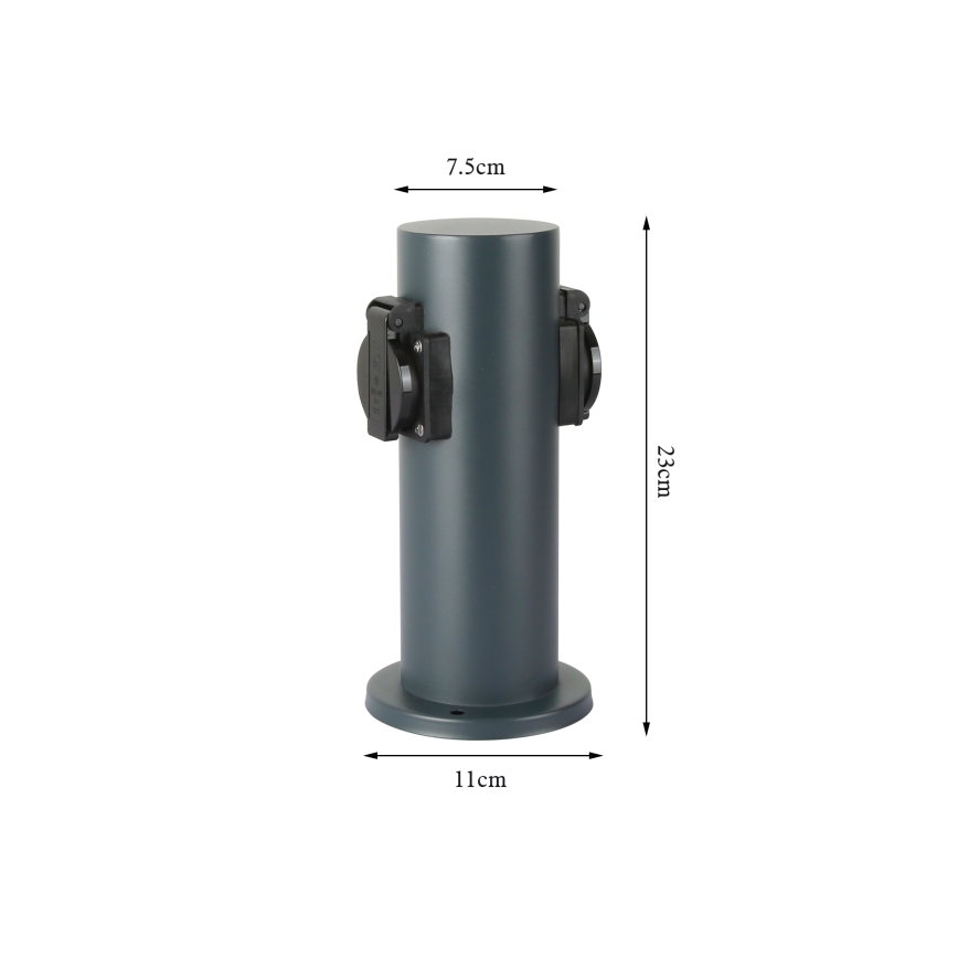 Brilagi - Ulkopistorasiapylväs PILLAR 2Z SCHUKO 230V IP44 antrasiitti