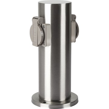Brilagi - Ulkopistorasiapylväs PILLAR 2Z SCHUKO 230V IP44 mattakromi