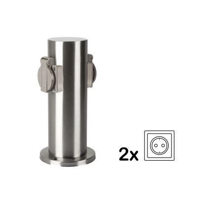 Brilagi - Ulkopistorasiapylväs PILLAR 2Z SCHUKO 230V IP44 mattakromi