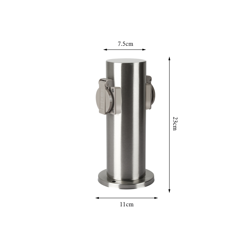 Brilagi - Ulkopistorasiapylväs PILLAR 2Z SCHUKO 230V IP44 mattakromi