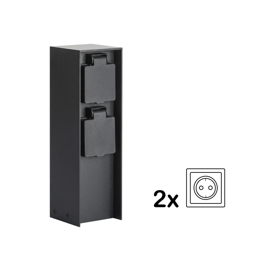 Brilagi - Ulkopistorasiapylväs PILLAR 2Z SCHUKO 230V IP44 musta