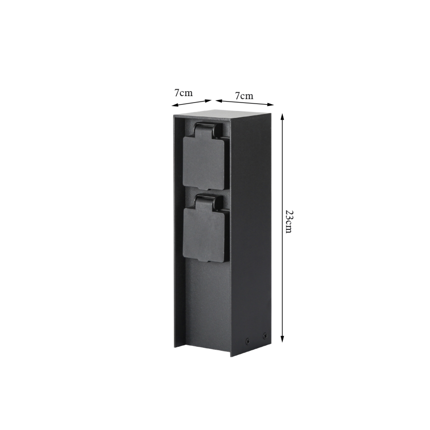 Brilagi - Ulkopistorasiapylväs PILLAR 2Z SCHUKO 230V IP44 musta