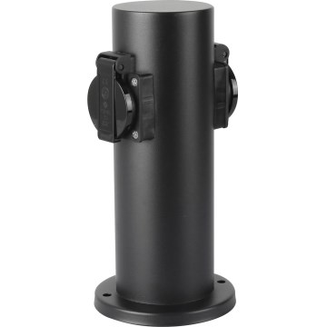 Brilagi - Ulkopistorasiapylväs PILLAR 2Z SCHUKO 230V IP44 musta